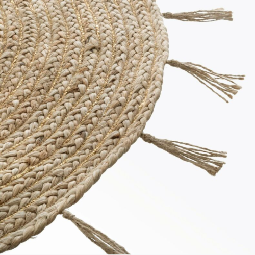 Tapis rond en jute 80 cm avec dorure